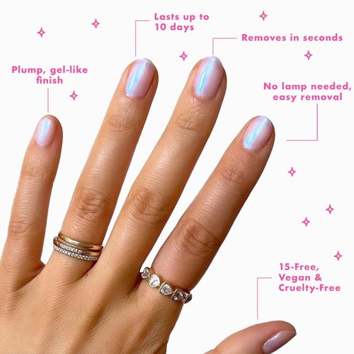 Olive & June Long Lasting Nail Polish - Spring Pastel Pink Goldfish Iridescent | Gel-Like Finish, 10-Day Wear