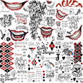 Joker HQ Temporary Tattoos Set - 6 Sheets Halloween Cosplay Body Art