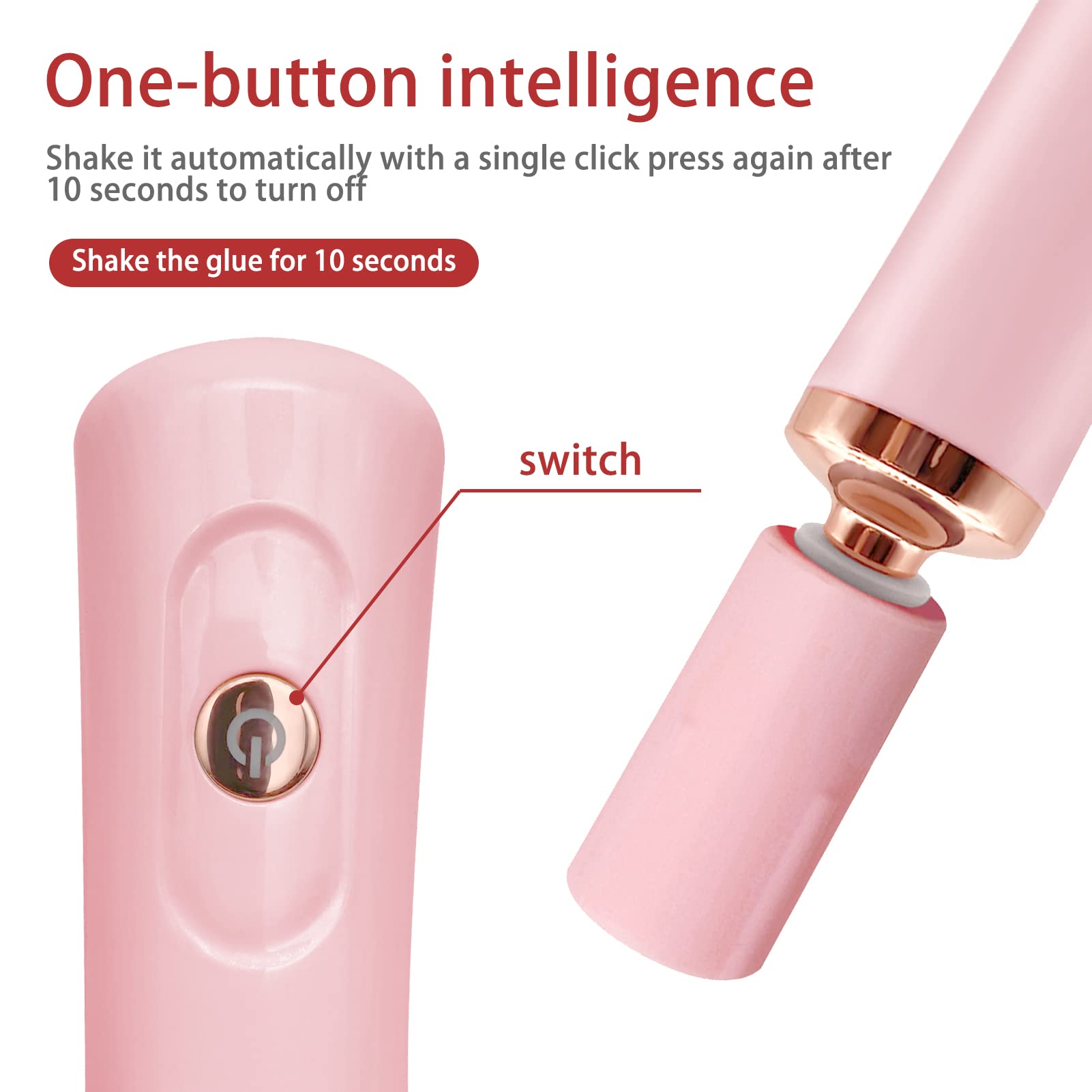 ZLMONDEE Pink Electric Nail Lacquer Shaker, Glue Shaker for Eyelash Extensions, Eyelash Lacquer Shaker, Electric Shaker Time Saving Handsfree Tool Glue Nails Polish