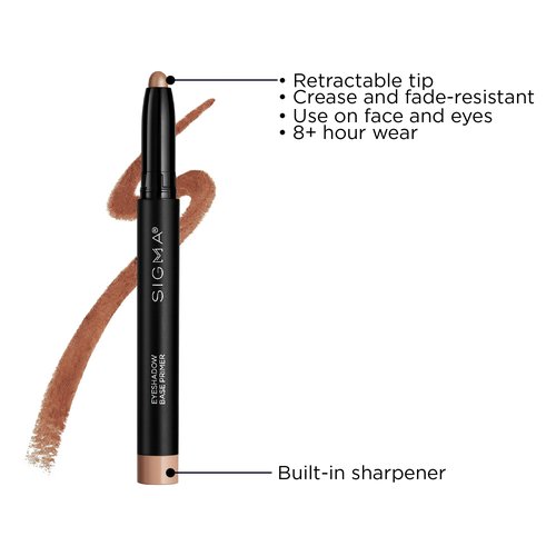 Sigma Beauty Eyeshadow Primer Base – Professional Grade Eye Primer Crayon w/Sleek Retractable Tip for Long-Lasting Makeup & All-Day Color Payoff, Prevents Creasing (Ignite, Light Caramel Matte)