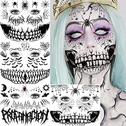 Halloween Face Tattoos Set - 4 Sheets Scary Makeup & Wound Stickers - Variation of THIS listing