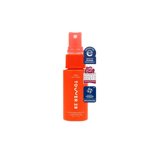 Tower 28 SOS Daily Rescue Facial Spray - Hypochlorous Acid for Redness Relief & Irritation Calm - Travel Size (1 oz)