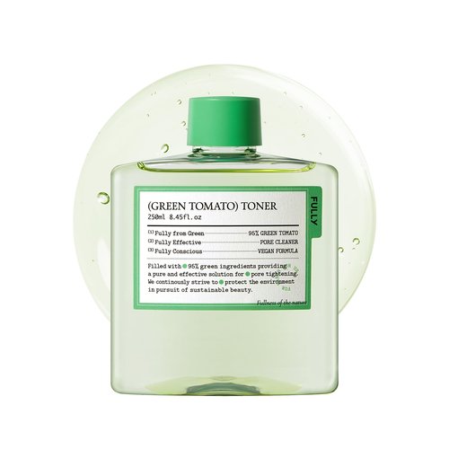 FULLY Green Tomato Toner, Pore Tightening with 95% Green Tomato Extract and VIT C, Skin Soothing and Hydrating, Fragrance Free, Vegan & Dermatologically Tested, 8.45 fl.oz