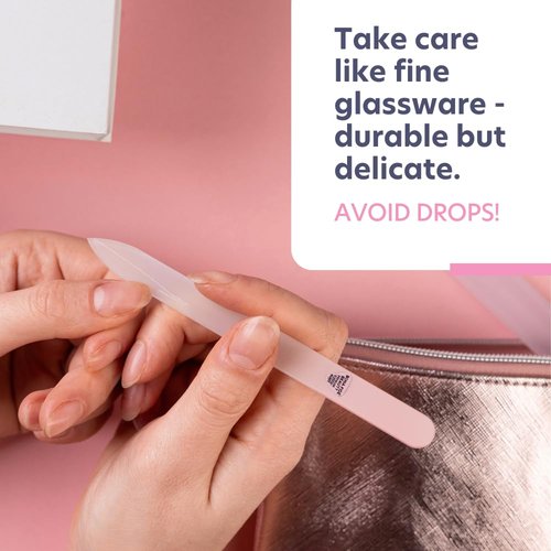 Bona Fide Beauty Czech Glass Nail File for Natural Nails (Raspberry) - Fine Grit (180/240) Etched Crystal Fingernail File with Clear Case. Ideal Gift for Women.