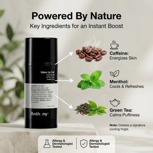 Anthony Wake Up Call Face Moisturizer - 3 Fl Oz Anti-Puffiness Formula with Caffeine & Green Tea
