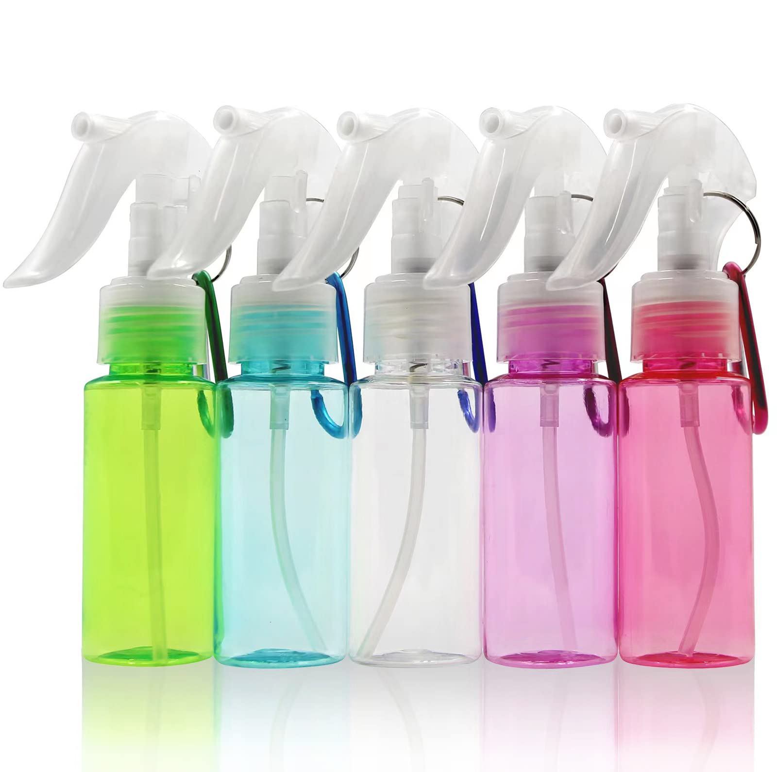 ZJSXINDI empty spray bottle for hand sanitizer, travel bottle with keychain,small spray bottle, mini spray bottle, empty spray bottle with leak-proof and refillable, 5pcs（2oz/60ml）