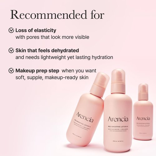 ARENCIA Red Smoothie Lotion 5, Face Moisturizer with Niacinamide 5%, Collagen, Peptide Complex, Hydrating Skin Care, 6.76 fl oz