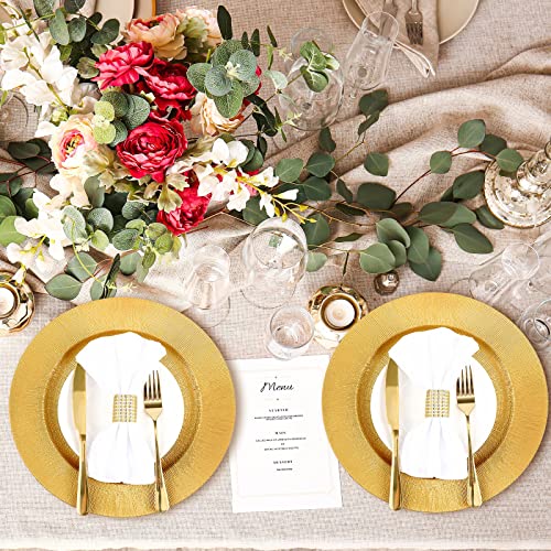 Modern Style Gold Charger Plates Bulk - 50 Pieces 13-Inch Round Plastic Dinner Chargers for Table Setting