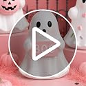 Pink Halloween Ghost Figurines Set of 3 Indoor Table Decor - Spooky Cute Home Accents
