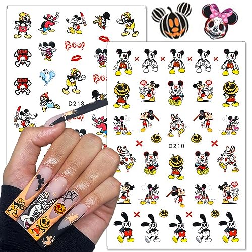 Halloween Nail Stickers Set - 8 Sheets 3D Self-Adhesive Gothic Nail Art - Variation A-1