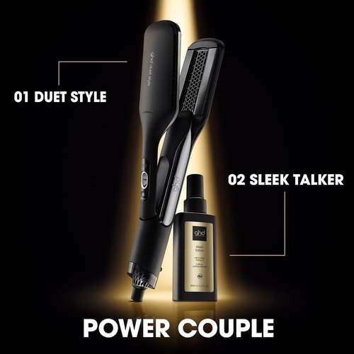 GHD Duet Style Power Couple - 2-in-1 Hot Air Hair Styler (Black) & Sleek Talker Hair Oil (3.2 fl. Oz.)