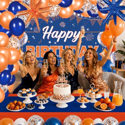 Yomaiha Blue Orange Birthday Decorations Party Kit Banner Balloons Backdrop