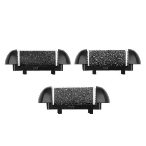 Electric Callus Remover Refill,Elmchee Perfect Refill 3 Different Replacement Rollers Rough Medium Fine Professional Feet Care Grinding Heads Pack of 3 (Black)