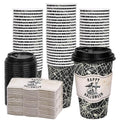 Halloween Spider Web Disposable Coffee Cups 16oz with Lids & Sleeves - Trick or Treat Party Supplies