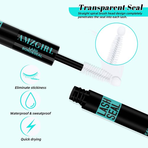 Lash Bond and Seal,Lash Glue for Eyelash Extensions,Eyelashes Clusters Lash Bond and Seal Waterproof 10ml,2 in 1 Eyelash Bond and Seal Long Lasting,Bond and Seal Lash Extensions Strong Hold