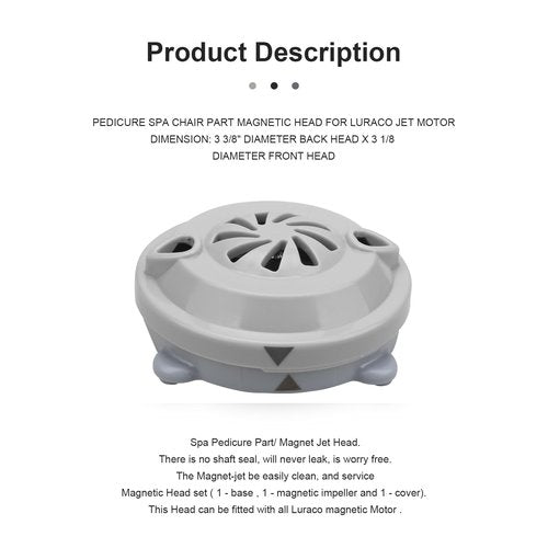 BF-004 Pipeless Magnetic Jet Head Motor for Pedicure Spa Chair Part,Universal Pedicure Jet Replacement for LURACO Magnetic Jet Includes Propeller and Cap
