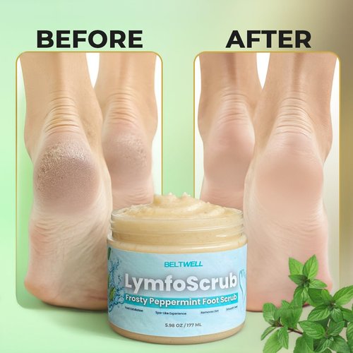 Beltwell® LymfoScrub™ Frosty Peppermint Body Scrub & Foot Cream - Gentle Exfoliator for Sensitive, Cracked Feet