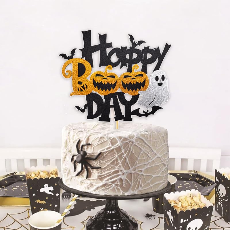 Halloween Cake Topper Black Glitter Boo Day - Color 3