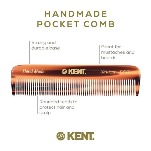 Kent Set of 3, 81T Small Beard and Mustache Comb, Fot All Fine Pocket Comb and PF22 Hair Brush and Beard Bruh, Best Beard and Mustache Grooming Kit for Travel and Home Beard Care, Made in England