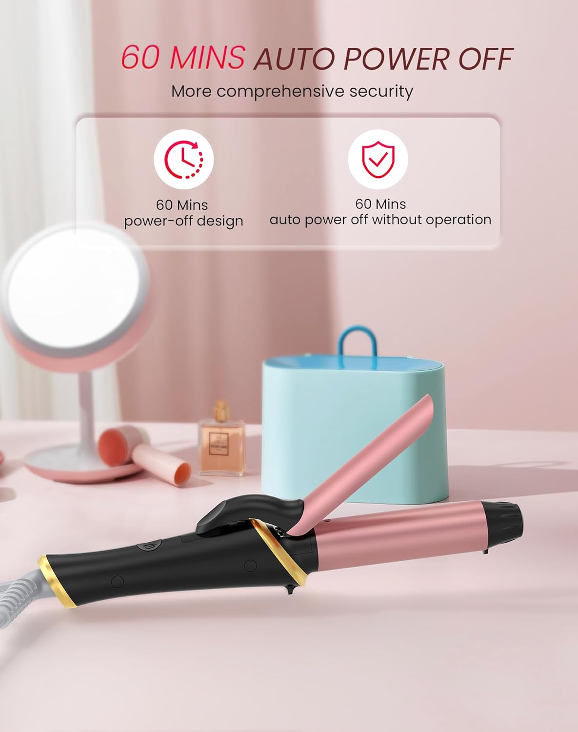Ukliss Mini Curling Iron - Fast Heating, Anti-Scald Tip & 5 Temp Settings | Perfect for Short to Medium Hair (Black, 1 Inch)