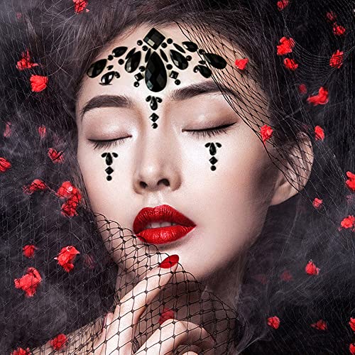 Black Tears Face Jewels Tattoo Body Gems Stickers - Variation BLA