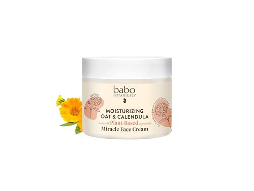Babo Botanicals Moisturizing Face Cream - Oat & Calendula Hydration for Sensitive Skin - Vegan Formula for All Ages