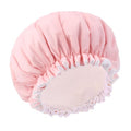 Skiennix Reusable Shower Cap - Waterproof Terry Cloth Lined Design | Pink Double Layer for All Hair Lengths