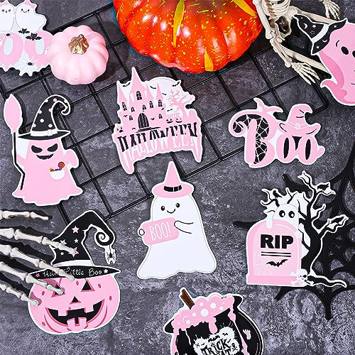 Halloween Refrigerator Magnets Set - Pink Pumpkin Ghost Spider Bat Decals for Fridge & Metal Surfaces