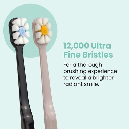 Lindo Polishing Toothbrush - for Sensitive Gums and Teeth, 12000+ Ultra Fine Bristles, Soft and Gentle, Deep Clean, Pack of 4 (Blue, Gray, Beige, Black) (Blue, Gray, Beige, Black, 4 Pack)