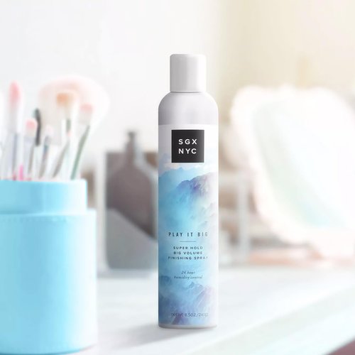 SGX NYC Play it Big Super Hold Volume Finishing Spray - Long Lasting Hair Spray with Anti Frizz Finish - Paraben Free with Coconut Oil - 4 pc