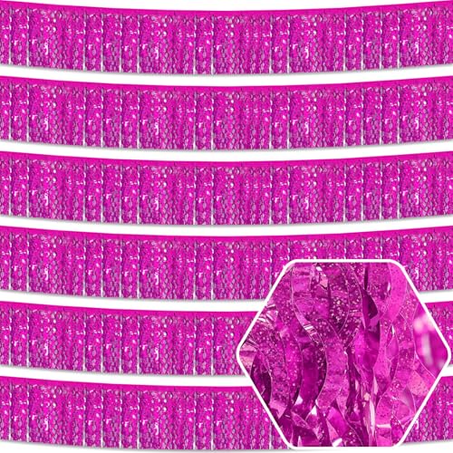 Rose Red Fringe Garland - 10 Ft Metallic Tinsel Streamers for Party Decor - Variation of THIS listing