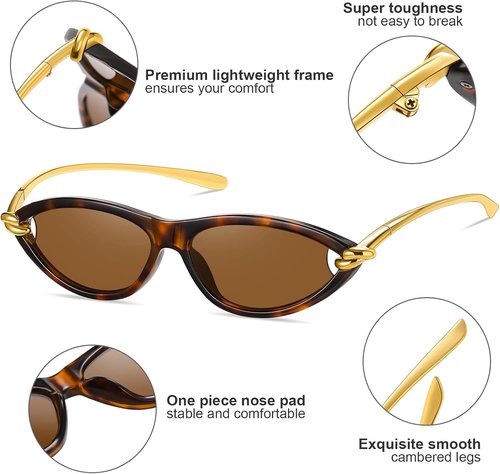 Skiennix Retro Oval Sunglasses - Stylish Cat Eye 90s Sunnies for Men & Women | Lightweight, UV Protection