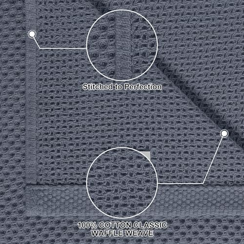 Homaxy 12-Piece Cotton Kitchen Towels and Dishcloths Set - Dark Grey