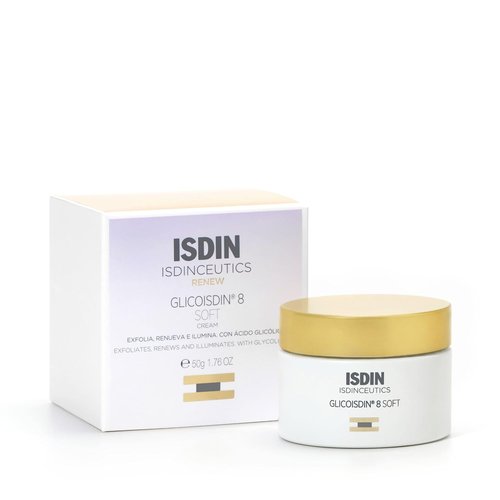 ISDIN Isdinceutics Glicoisdin 8 Soft Facial Exfoliant Cream - 3.2% Glycolic Acid for Smooth Skin Texture | 1.76 OZ