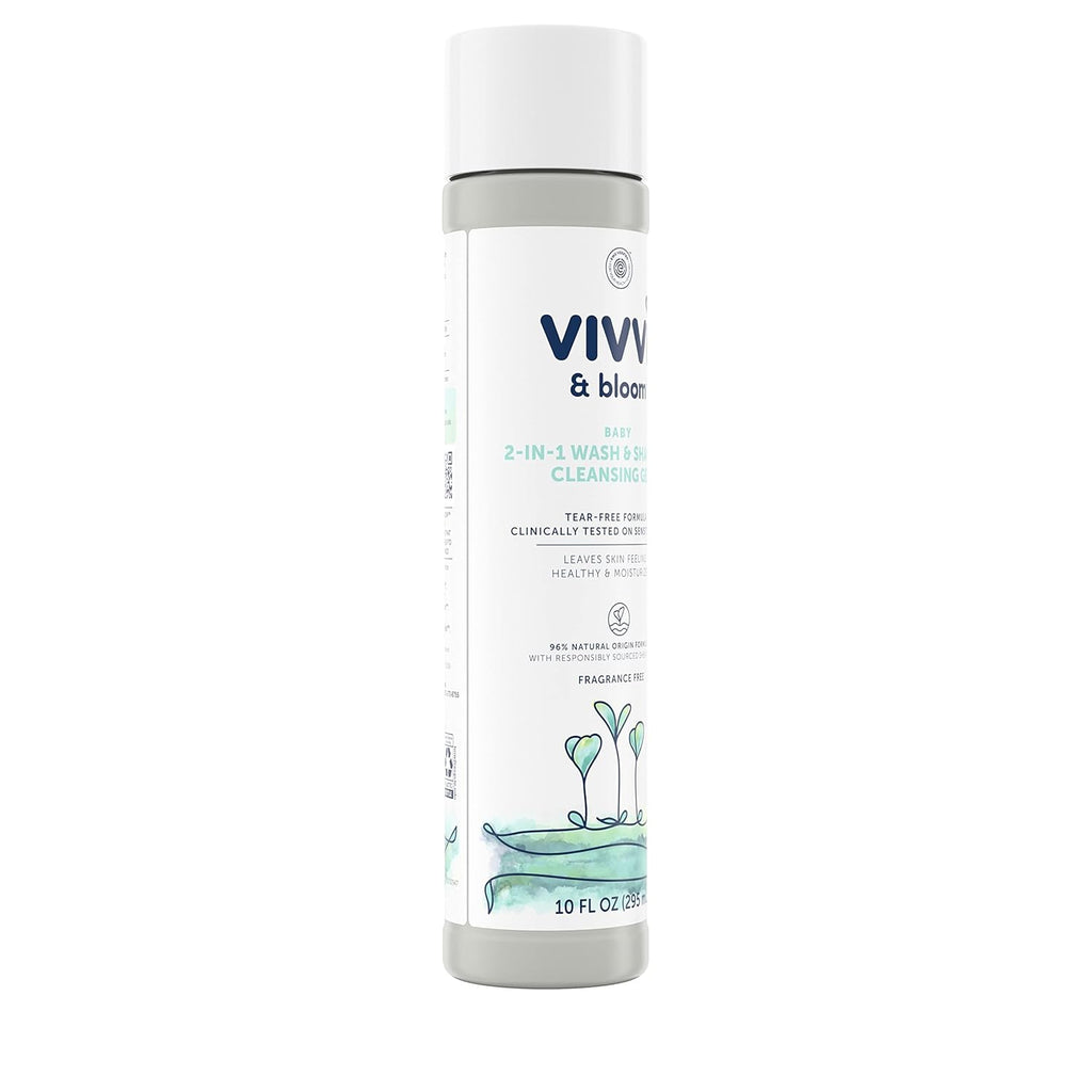 Vivvi & Bloom Gentle 2-in-1 Baby Wash & Shampoo - Fragrance-Free Cleansing Gel for Sensitive Skin, 10 fl. oz.