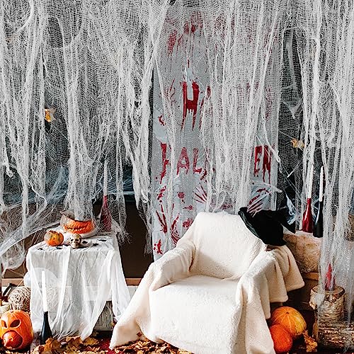 Halloween Creepy White Gauze Cloth - Large 500x59 Inch Decoration Fabric with Variation
