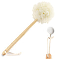 White Loofah on a Stick PE Soft Mesh Luffa Made of Soft and Sturdy Rubber Material Back Scrubber for Shower for Women and Men with String for Easy Hanging