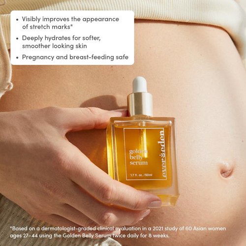 Evereden Golden Belly Serum - Clean & Vegan Pregnancy Oil | 1.7 fl oz Non-Toxic Stretch Mark Solution