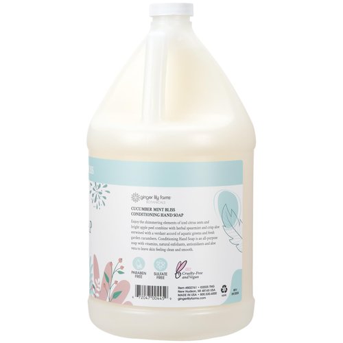 Ginger Lily Farms Botanicals Conditioning Liquid Hand Soap Refill, 100% Vegan & Cruelty-Free, Cucumber Mint Bliss Scent, 1 Gallon (Pack of 4)