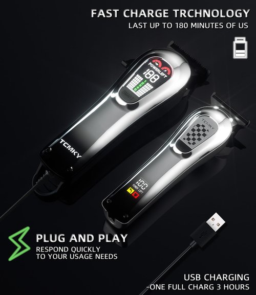 TCMKY Hair Clippers for Men, Professional Clippers and Trimmers Set, Cordless Clippers for Hair Cutting, Beard Trimmer, Barber Clippers, Rechargeable Electric Shaver