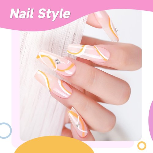 TWOEIGHT Gel Nail Polish Liner Nail Art 12 Colors 8ml UV Lamp Soak-off Polishes Pigmented White Red Pink Green Gold Glitter Built Thin Brush in Bottle Manicure DIY at Home Salon Quality Gift for Women
