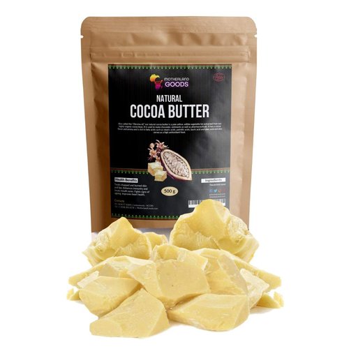 Motherland Goods Natural Cocoa Butter Chunks - Organic & Raw Unrefined Body Moisturizer for Sensitive Skin, Anti-Aging, Scars & Eczema Relief - Premium Raw Butter From Ghana (1 LB)