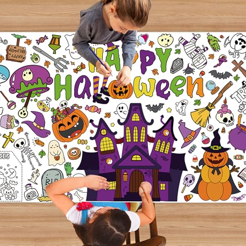 Halloween Coloring Poster for Kids - Large Tablecloth & Craft Activity - Variation of THIS listing