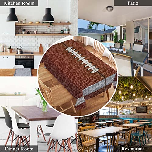 Football Tablecloth 52x70 Inch Rectangular Sports Game Leather Pattern Kitchen Decor - Brown
