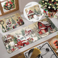Christmas Kitchen Rugs Set 2 Pcs Non Slip Washable Holiday Home Decor