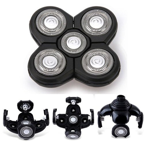 4PCS Shaver Replacement Blades for Head Shaver, 5 Blades Shaver Heads for Bald Men, Head and Face Electric Razor Heads, 2 Cleaning Brush