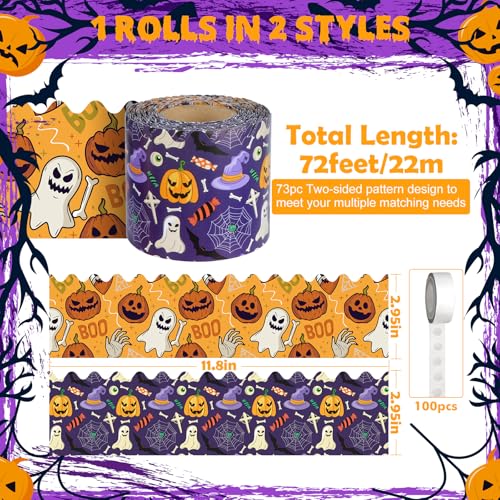 Halloween Bulletin Board Border Spooky Pumpkin Ghost 72ft - Black+Orange
