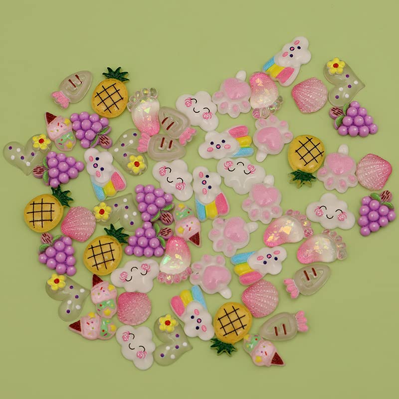 Multicolor 3D Nail Charms Set - Cute Flower, Bee, Pineapple & Bear Decor, 250 Pieces - Variation of A