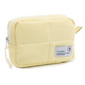 Veki Puffy Makeup Bag, Travel Cosmetic Bags for Women, Cute Quilted Make up Pouch, Toiletry Organizer Travel Essentials and Rectangular Quilted (Yellow, Small)