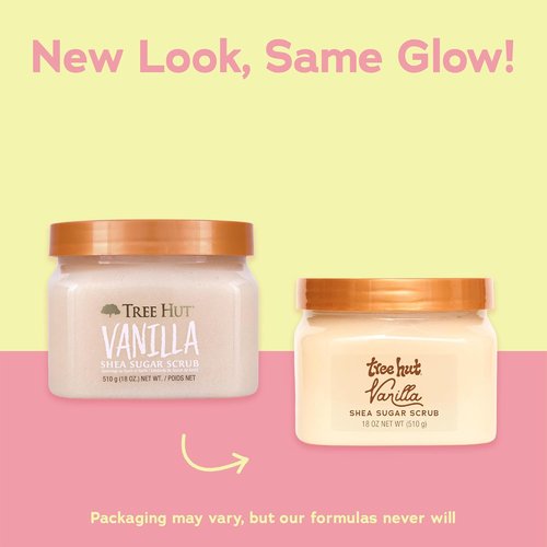 Tree Hut Vanilla Shea Sugar Scrub - Exfoliating & Hydrating Body Scrub with Shea Butter | 18 oz, Vegan, All Skin Types
